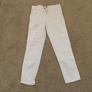 Zara White Straight leg mid rise distressed jeans